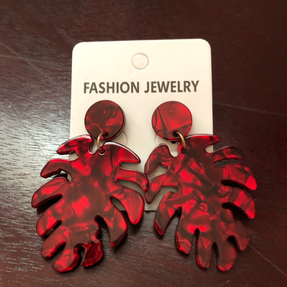 Red Leaf Drop Earrings